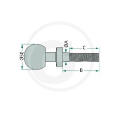 Ball pin K50 agricultural tractor 3/4'' UNF 20000007 | NewgardenAgri.com