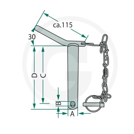 Goupille pour bras de levage inférieur avec chaîne et goupille fendue 20012851