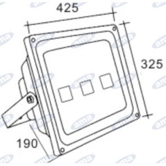 Civil Led floodlight 425x325x240 mm 100-277V 150W 13500LM agricultural machine | NewgardenAgri.com