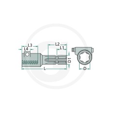 Alargador con pulsador para tractor agrícola 1 38/'' 6 dientes 6147500138138175 | NewgardenAgri.com