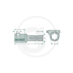 Extension with clamping screw agricultural tractor 1 3/8'' 6 teeth 61475001384138175 | NewgardenAgri.com