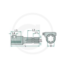 Alargadera con tornillo de apriete tractor agrícola 1 3/8'' 6 dientes 61475001384138175 | NewgardenAgri.com