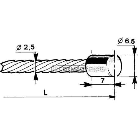 Cable con cabezal cilíndrico Ø 6,5x7 Diámetro del cable 2,5 mm Longitud 3000 mm 60017 | NewgardenAgri.com