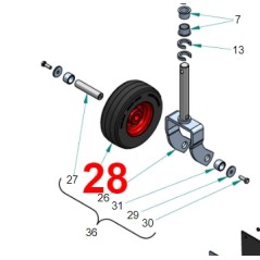 Roue diamètre 210 mm pour faucheuse frontale PERUZZO SCORPION Tracteur KUBOTA | NewgardenAgri.com