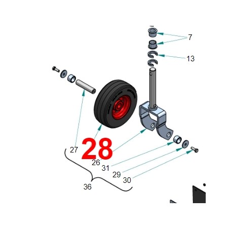 Rueda de 280 mm de diámetro para segadora frontal PERUZZO TEG SPECIAL HD | NewgardenAgri.com