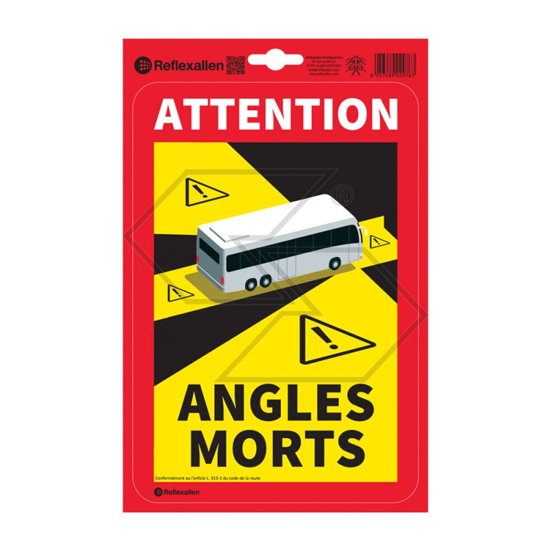 Panneau de signalisation d'angle mort 17 x 25 cm pour autobus A28385