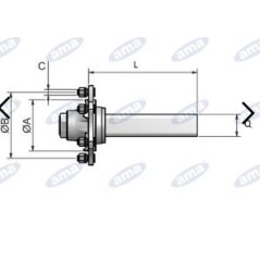 Brakeless, 6-hole type axle shaft for AMA trailer and tank | NewgardenAgri.com