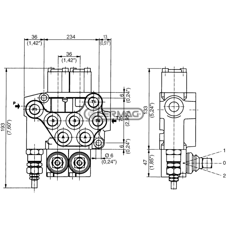 6-lever distributor designed for CARRY OVER 3/8" Gas connections DE-DE-DE-DE-DE-DE COMPATIBLE circuit - 81590