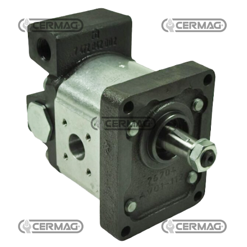 Pompe à engrenages GROUPE 2 avec régulateur de sortie d'huile 2 voies Cylindrée 19 cm³ COMPATIBLE - 80973