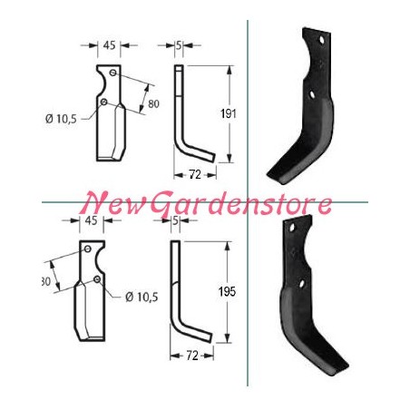 Kit zappe ricambi originali GOLDONI cassone fresa motocoltivatore 21 00070919 | NewgardenAgri.com