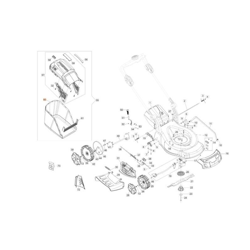 NETZ MIT BODEN OLEO-MAC FÜR KUNSTSTOFFRAHMEN (56V) ORIGINAL EMAK 54350028R