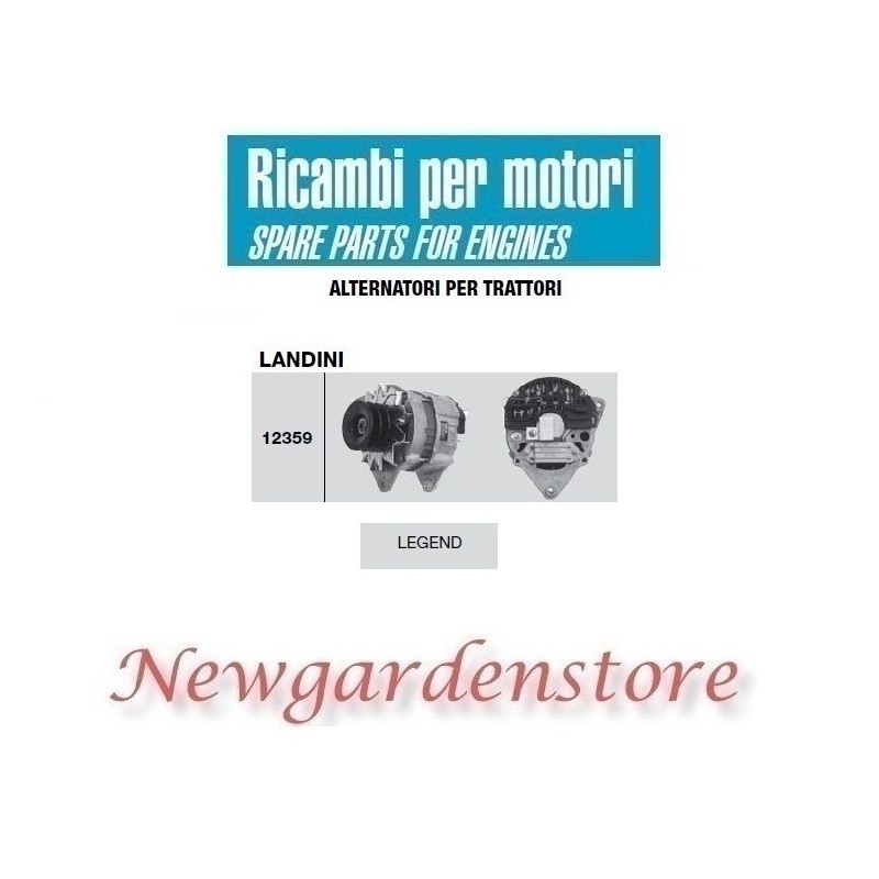 Alternador 12359 LANDINI motor de tractor LEGEND 14 voltios 65 amperios 3551780M91