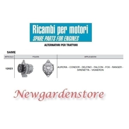 Alternador 12623 MISMO motor de tractor AURORA CONDOR DELFINO 14volt 33 amperios | NewgardenAgri.com