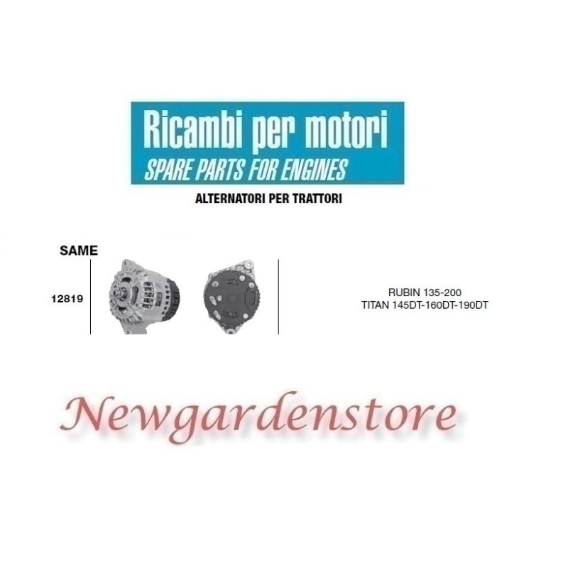 Alternatore 12819 SAME trattore motore RUBIN TITAN 145 DT 14 volt 85 ampere