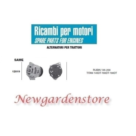 Alternador 12819 MISMO motor del tractor RUBIN TITAN 145 DT 14 voltios 85 amperios | NewgardenAgri.com