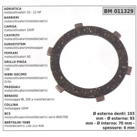 Clutch disc for ADRIATICA BARBIERI CAMISA CASORZO 011329 | NewgardenAgri.com