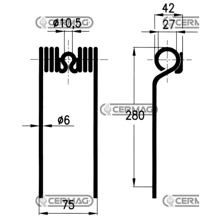 Muelle para rastrillo de peine 55553 | NewgardenAgri.com