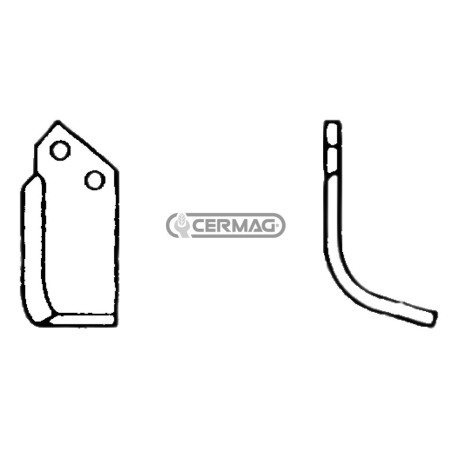 Rechts gebogene Hacke, Lochdurchmesser 10,5 mm, Mittenabstand 35 mm, Platte 50 x 6 mm, 55370 | NewgardenAgri.com