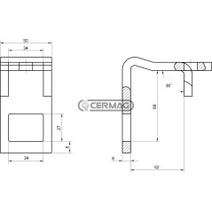 Soporte de doble hoja para muelles y refuerzo. Dimensiones: 50 x 8 mm. Marco: 50 x 50 mm. 57159 BIANCHI
