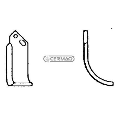 Rechts gebogene Hacke, Lochdurchmesser 12,5 mm, Mittenabstand 42 mm, Platte 60 x 6 mm, 55170 | NewgardenAgri.com