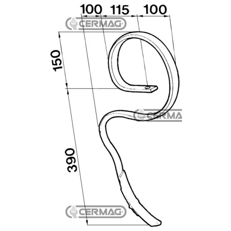 Muelle para vibrocultivadores con reja de arado tipo RAU 55468 BIANCHI