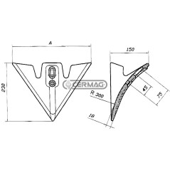 Reja de arado de pata de ganso. Tamaño: 420 x 230 mm. Número de pieza: 56762. | NewgardenAgri.com