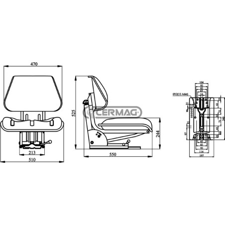 Sedile con ammortizzatore a molla ad inclinazione variabile 98040 CERMAG