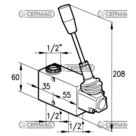 Valve de frein hydraulique à levier pour remorques 81231 Fabriquée en Italie | NewgardenAgri.com