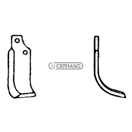 Azada curva derecha Diámetro del orificio 12,5 mm Distancia entre centros 44 mm Placa 60x6 mm 55249 | NewgardenAgri.com