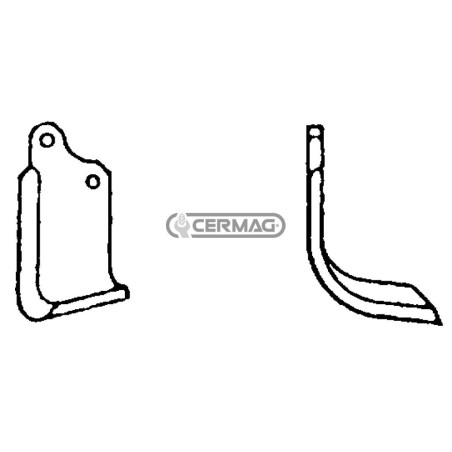 Rechts gebogene Hacke, Lochdurchmesser 14,5 mm, Mittenabstand 56 mm, Platte 80 x 6 mm, 55244 Original Maschio - Gaspardo | Ne...
