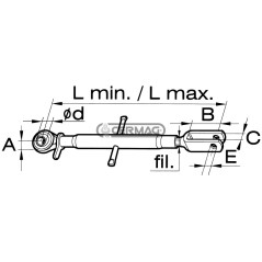 Braccio di sollevamento per trattori Min - Max - L 490 - 700 mm 50858