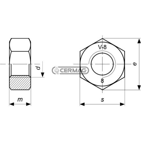 Dado esagonale medio zincato bianco Filetto M20x2.5 64902