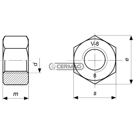 Dado esagonale alto zincato bianco Filetto M12x1.75 64907