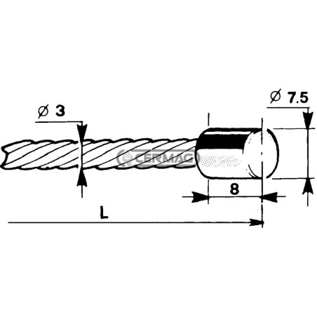 Cable con cabezal cilíndrico Ø 7,5x8 Diámetro del cable 3 mm Longitud 1750 mm 60020 | NewgardenAgri.com