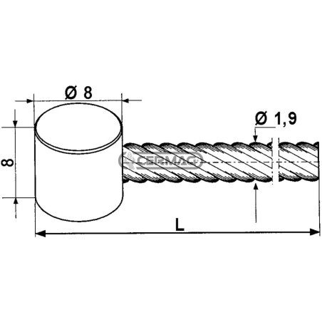 Cable con barril Ø 8x8 Diámetro del cable 1,9 mm Longitud 2000 mm 62997 | NewgardenAgri.com