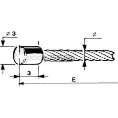 Cavo acceleratore con testa cilindrica Ø 3x3 Diametro cavo 1,2 mm Lunghezza 2000 mm 61892 | NewgardenAgri.com
