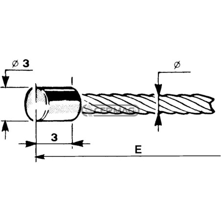 Cavo acceleratore con testa cilindrica Ø 3x3 Diametro cavo 1,2 mm Lunghezza 2000 mm 61892 | NewgardenAgri.com