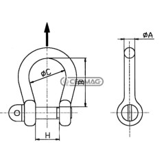 Grillete de arco cincado. Tamaño: 10 mm. Carga de trabajo: 270 kg. 61915