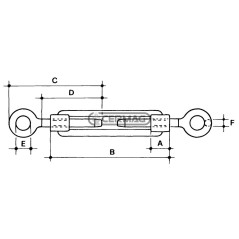 Tendeur à œillet double Charge 650 kg Longueur 182 - 260 mm 60330