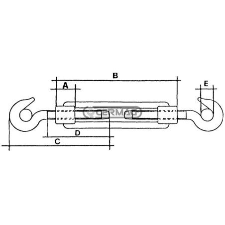 Zweihaken-Spannvorrichtung, Tragfähigkeit 530 kg, Länge 315 - 436 mm, 61596