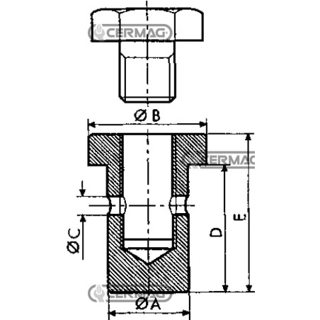 Morsetto esagonale con pastiglia e vite in testa Diametro cavo 2 mm 62991
