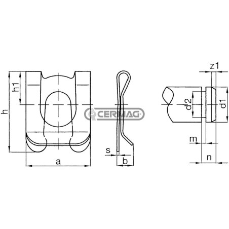 Muelle para pasadores Diámetro del pasador - d1 8 mm 63502