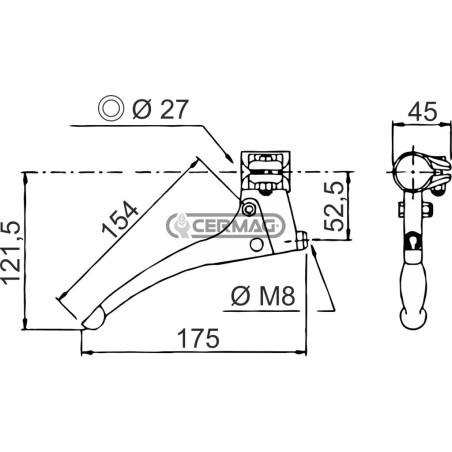 Maneta de embrague derecha con abrazadera Ø25/27 mm 62438 Fabricada en Italia