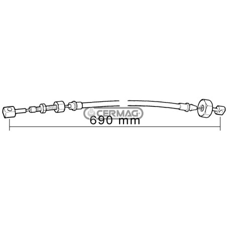 Cable de control del freno de mano. Longitud: 690 mm. Modelo: 60815. Fabricado en Italia.