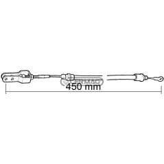 Cable de control del embrague delantero. Longitud: 450 mm. 65082. Fabricado en Italia.