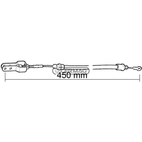 Cable de control del embrague delantero. Longitud: 450 mm. 65082. Fabricado en Italia.