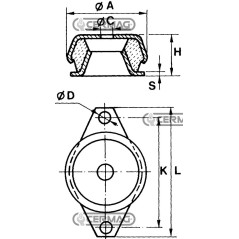 Soporte antivibración en forma de campana. Diámetro: 62 mm. Altura: 30 mm. 60683
