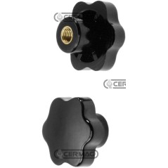 Volant à 6 lobes en bakélite FEMELLE Diamètre 70 mm Filetage M12x1,75 x 24 mm 60228 | NewgardenAgri.com