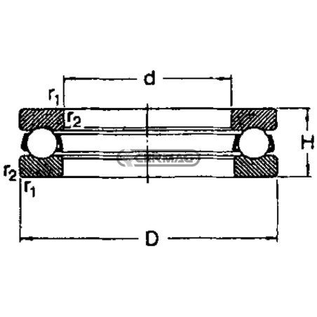 Rodamiento de bolas de empuje. Dimensiones: 15 x 28 x 9 mm. 62610