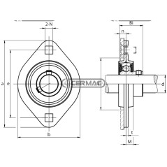 Soporte de cojinete de brida de chapa metálica de 2 orificios Serie SBPFL Diámetro 17 mm 64648